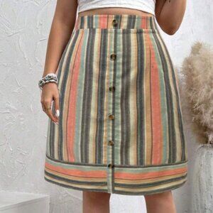 S177 Candy Striped Skirt Size 1XL